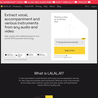 Vocal Remover &amp; Instrumental AI Splitter | LALAL.AI