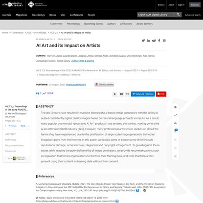 AI Art and its Impact on Artists | Proceedings of the 2023 AAAI/ACM Conference on AI, Ethics, and Society
