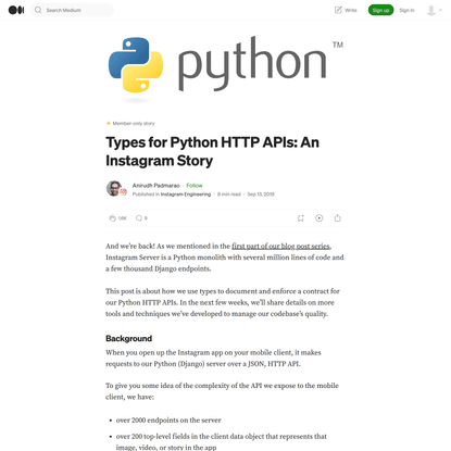 Types for Python HTTP APIs: An Instagram Story | by Anirudh Padmarao | Instagram Engineering