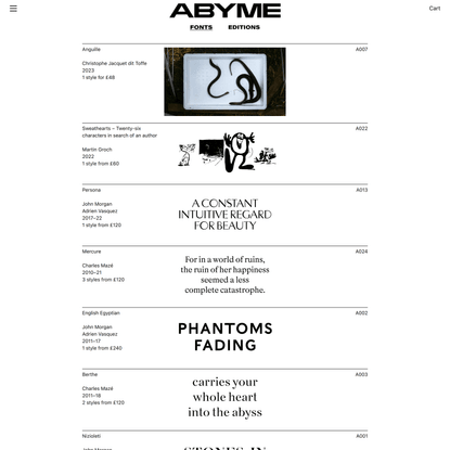 Catalogue – ABYME