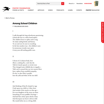 Among School Children by William Butler Yeats | Poetry Foundation