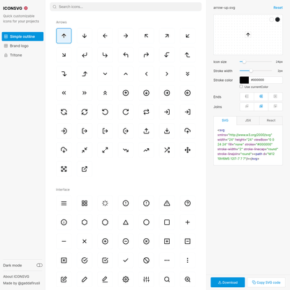 Find, customize &amp; generate common SVG icons for your project