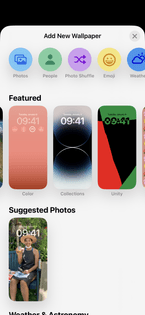 Wallpaper selection screen on iOS 16