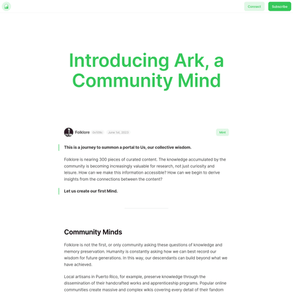 Introducing Ark, a Community Mind