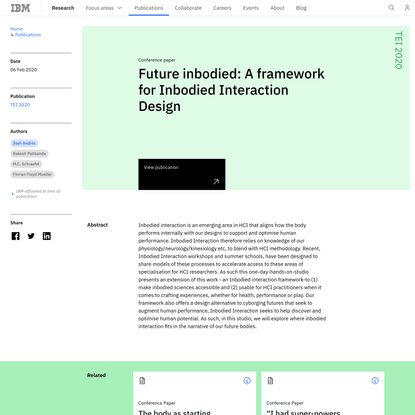 Future inbodied: A framework for Inbodied Interaction Design for TEI 2020 | IBM Research