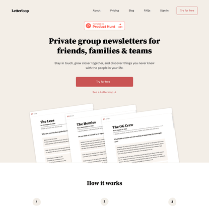 Letterloop: The Newsletter for Friends, Families &amp; Teams