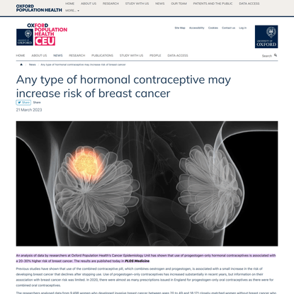 Any type of hormonal contraceptive may increase risk of breast cancer