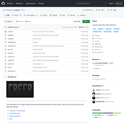 GitHub - romeovs/creep: a pretty sweet 4px wide pixel font.