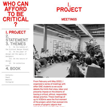 Project — Who Can Afford To Be Critical?