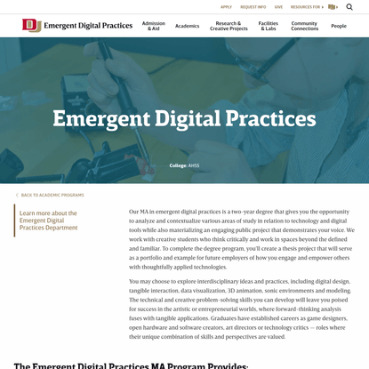 Emergent Digital Practices | Arts, Humanities & Social Sciences