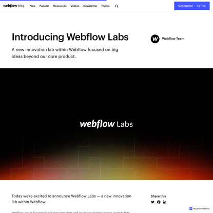Introducing Webflow Labs | Webflow Blog