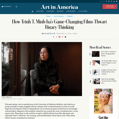 Trinh T. Minh-ha’s Game-Changing Films Thwart Binary Thinking – ARTnews.com