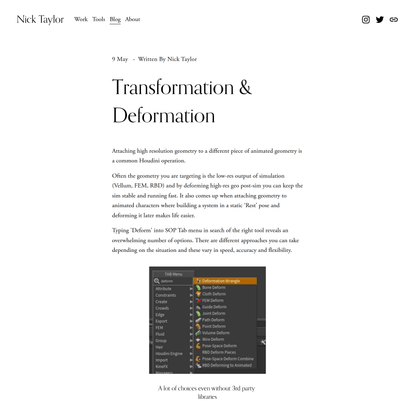 Transformation &amp; Deformation — Nick Taylor