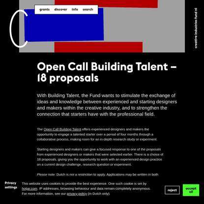 Open Call Building Talent - 18 proposals | Stimuleringsfonds