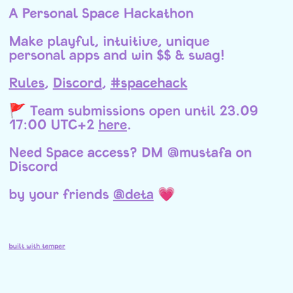 A Personal Space Hackathon