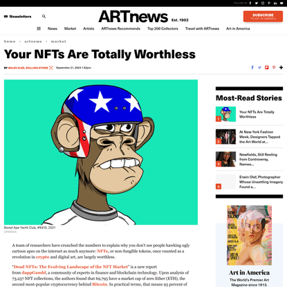Your NFTs Are Totally Worthless – ARTnews.com