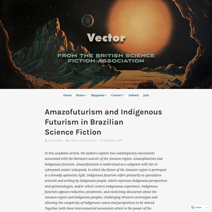 Amazofuturism and Indigenous Futurism in Brazilian Science Fiction