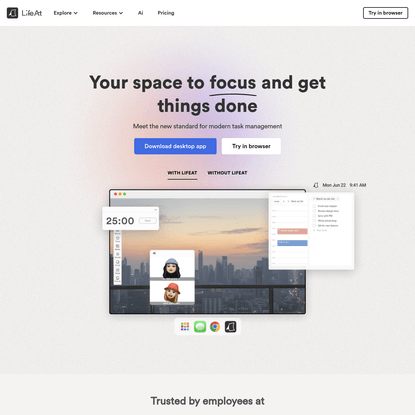 LifeAt - Your immersive workspace for task management and deep focus
