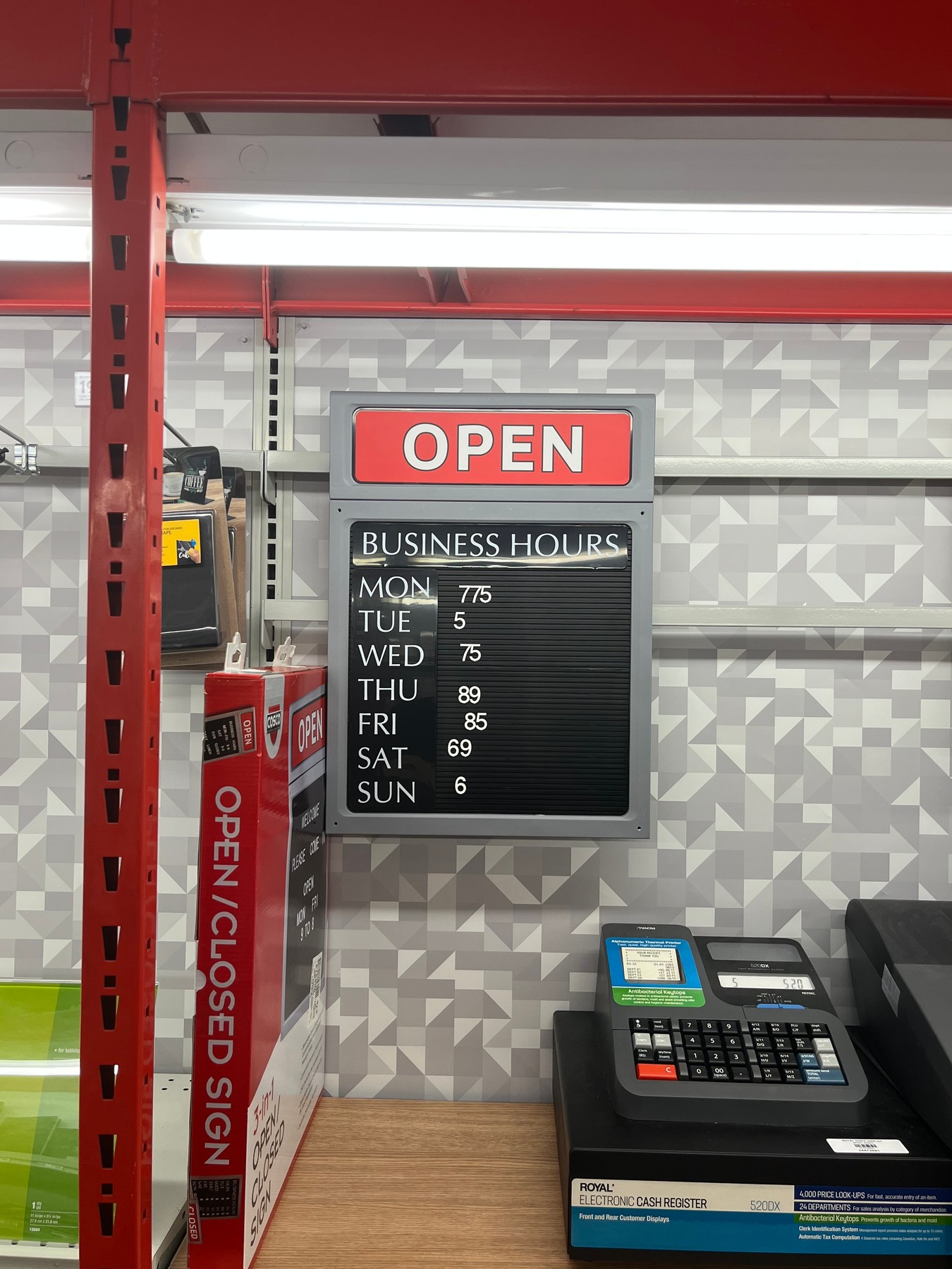 BUSINESS HOURS Sign, Staples