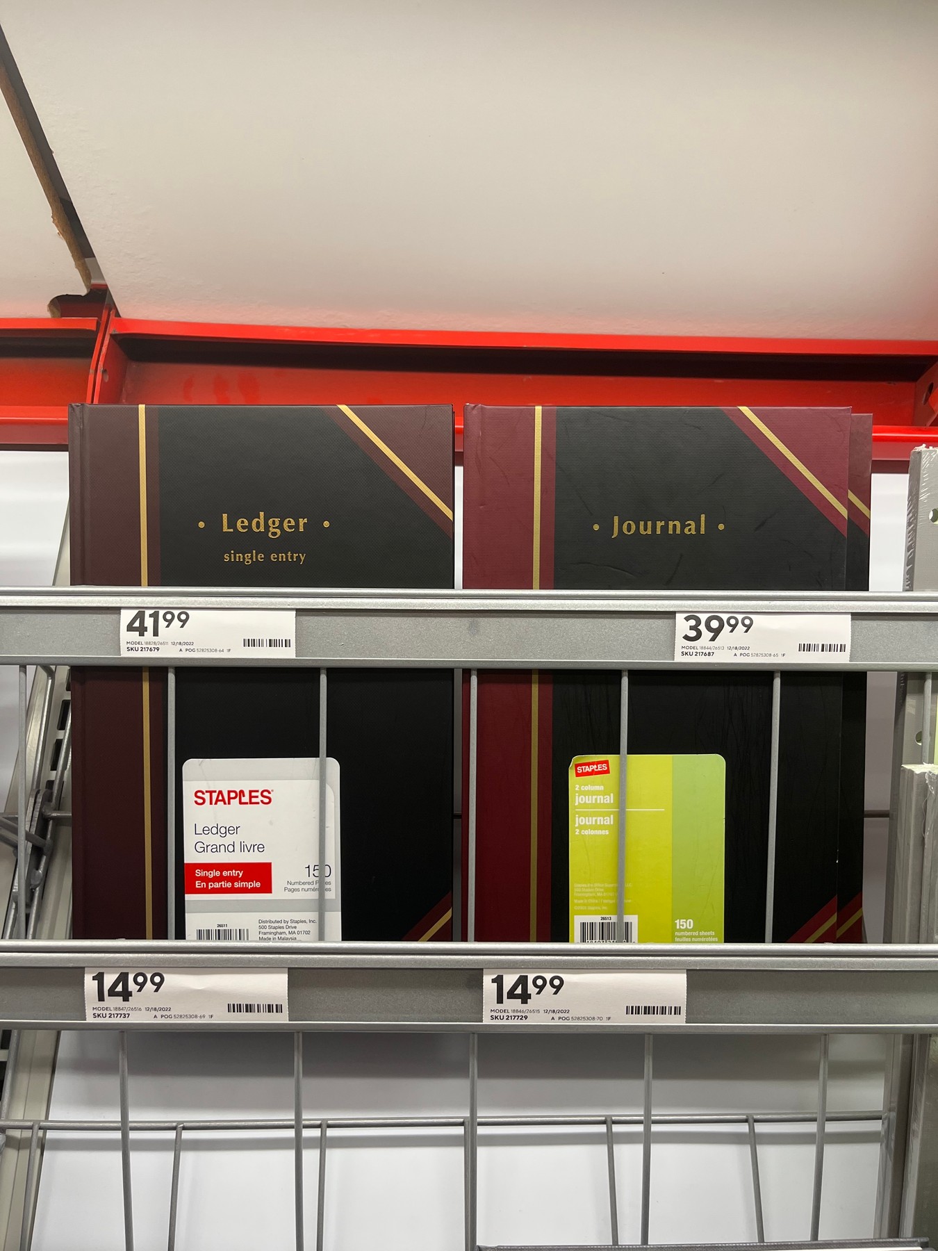 “Ledger” and “Journal,” Staples