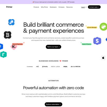 Primer: The ultimate commerce & payments automation platform | Primer