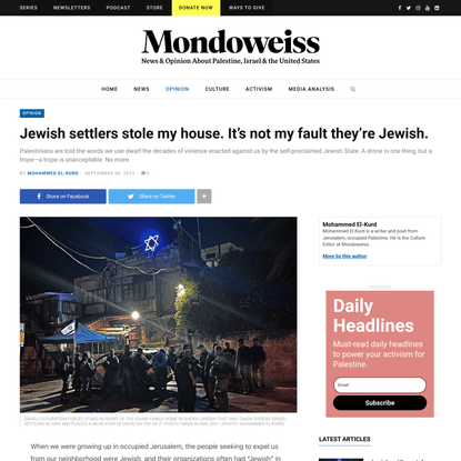 Jewish settlers stole my house. It’s not my fault they’re Jewish. – Mondoweiss