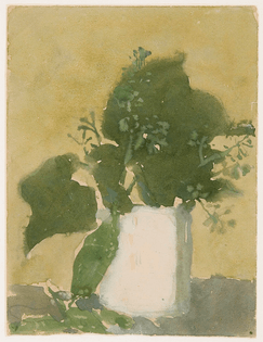 Gwen John, Green leaves in a white jug, 1920–5