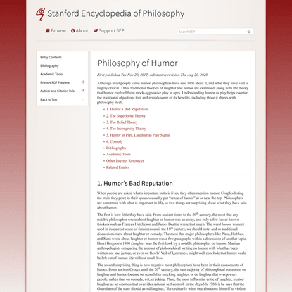 Philosophy of Humor (Stanford Encyclopedia of Philosophy)
