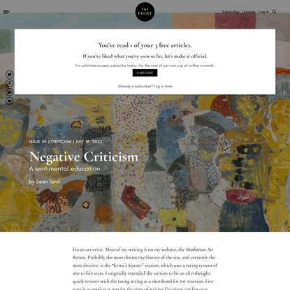 Negative Criticism | The Point Magazine