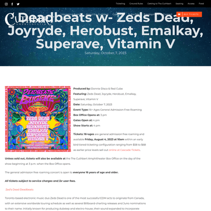 October 7, 2023 - Deadbeats - w-Zeds Dead, Joyryde, Herobust, Emalkay, Superave, Vitamin V - The Cuthbert Amphitheater