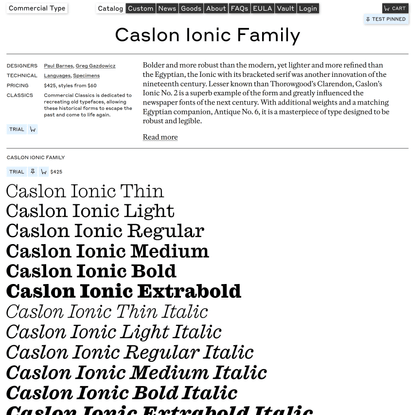Commercial Type » Catalog » Caslon Ionic Family
