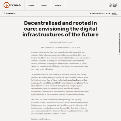 Decentralized and rooted in care: envisioning the digital infrastructures of the future - Branch