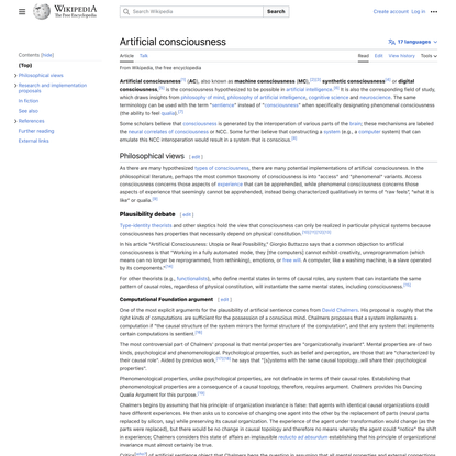 Artificial consciousness - Wikipedia
