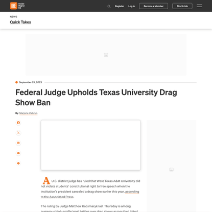 Federal judge upholds West Texas A&amp;M University drag show ban