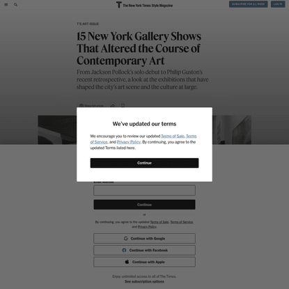 15 New York Gallery Shows That Altered the Course of Contemporary Art
