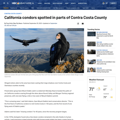 California condors spotted in parts of Contra Costa County