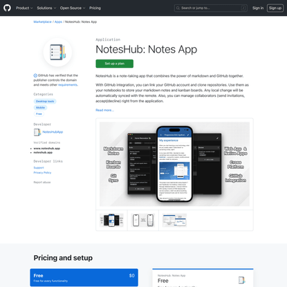 NotesHub: Notes App · GitHub Marketplace · GitHub
