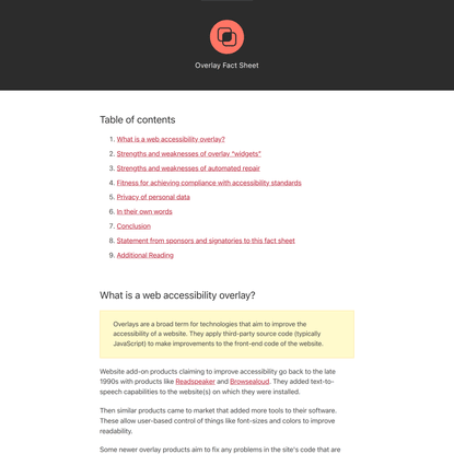 Overlay Fact Sheet