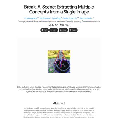 Break-A-Scene: Extracting Multiple Concepts from a Single Image