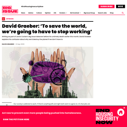 David Graeber: ‘To save the world, we’re going to have to stop working’ - The Big Issue