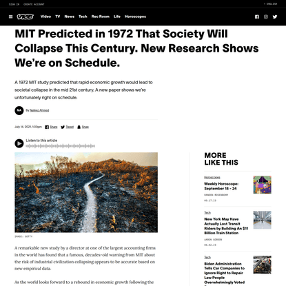 MIT Predicted in 1972 That Society Will Collapse This Century. New Research Shows We’re on Schedule.