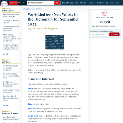 We Added 690 New Words to the Dictionary for September 2023