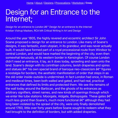 Design for An Entrance to the Internet
