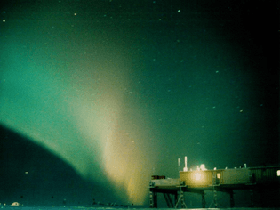 Aurora Borealis Over Halley V Antarctic Research Station