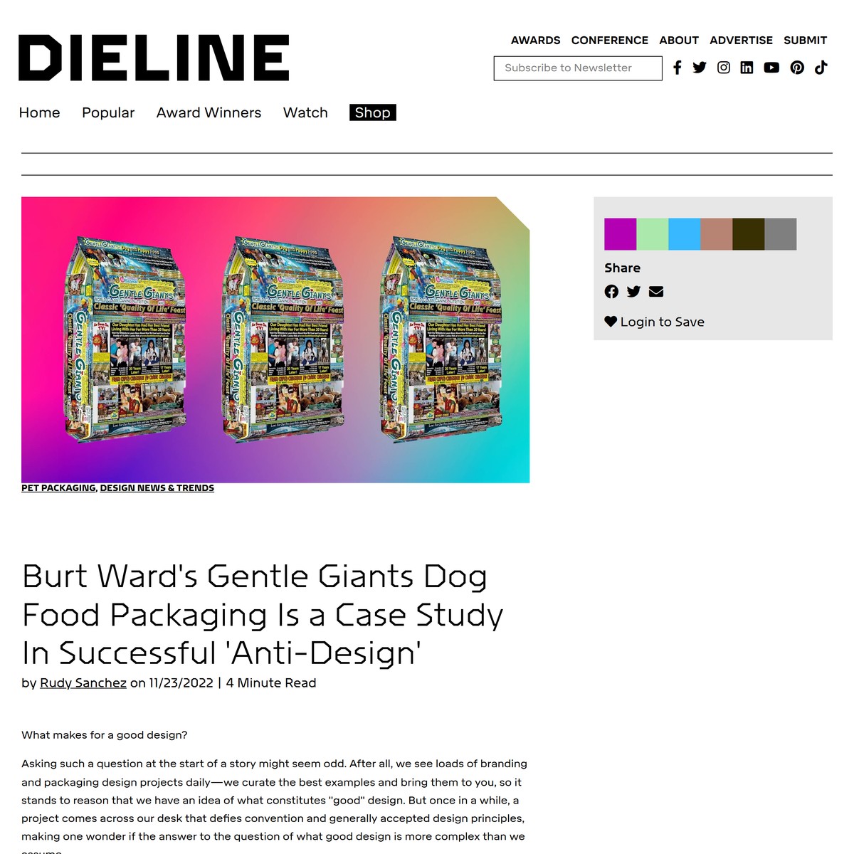 Burt Ward’s Gentle Giants Dog Food Packaging Is a Case Study In