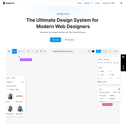 Riddle UI — Figma UI Web Design system