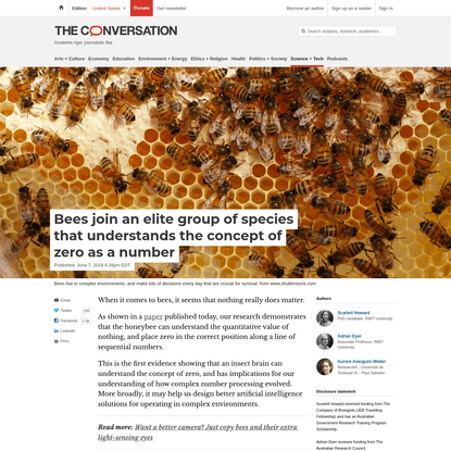 Bees join an elite group of species that understands the concept of zero as a number