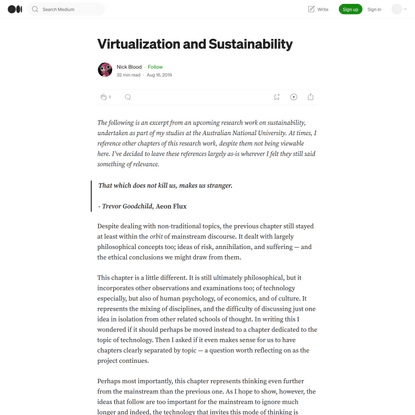 Virtualization and Sustainability