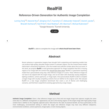 RealFill: Reference-Driven Generation for Authentic Image Completion