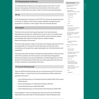 The Role of International Organisations [Policy and Regulation for Community Networks]